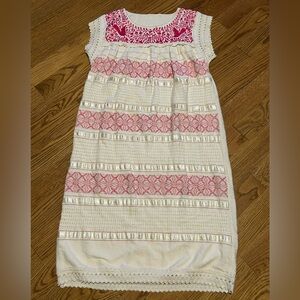 Oaxaca White-Pink‎ Loomed Dress